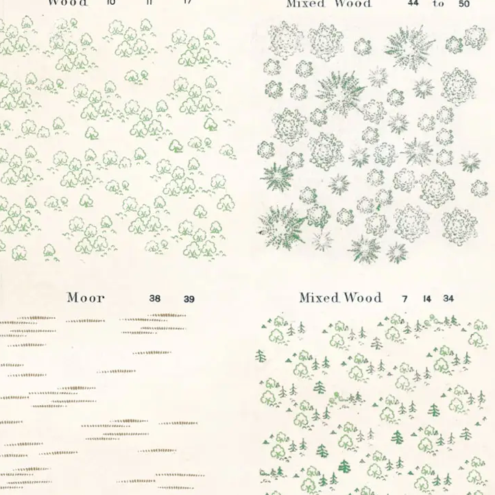 Woodland Areas Map Symbols Card