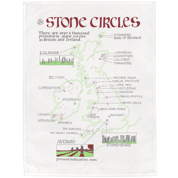 Stone Circles Map Tea Towel