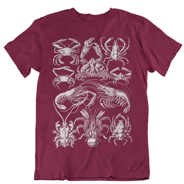Haeckel's Decapoda Unisex T-shirt - Burgundy