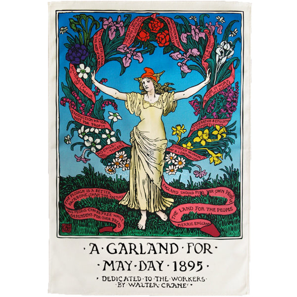 Garland for May Day 1895 Tea Towel