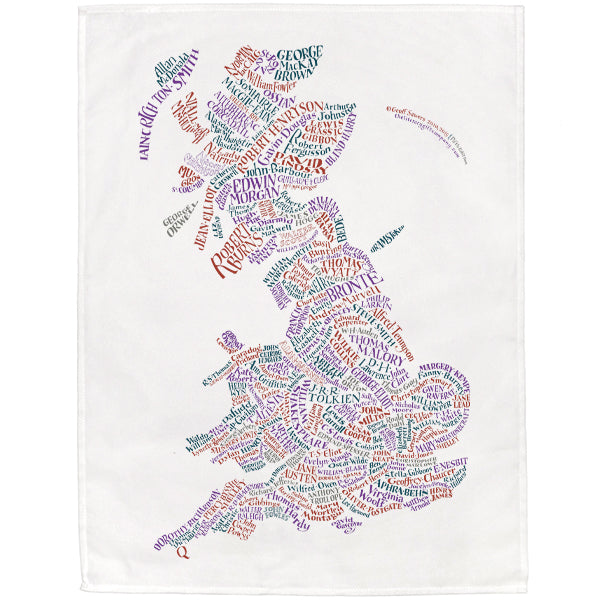 Literary Map of Britain Tea Towel