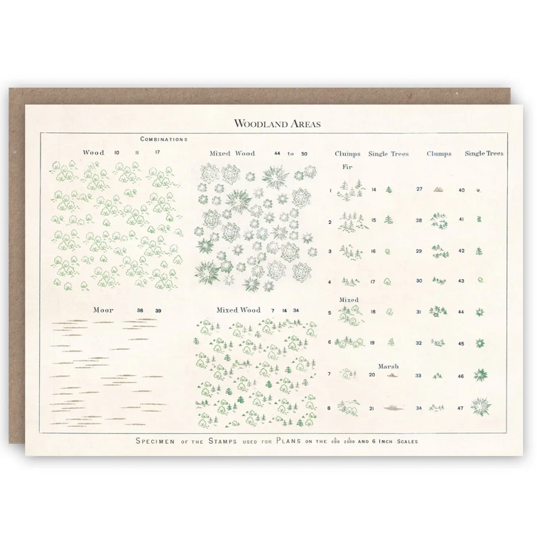 Woodland Areas Map Symbols Card