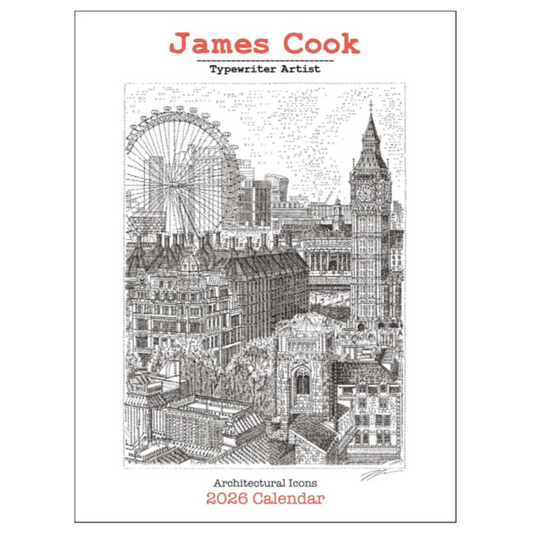 James Cook Typewriter Art Wall Calendar 2026