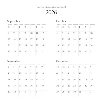 Disappointing Affirmations Wall Calendar 2027