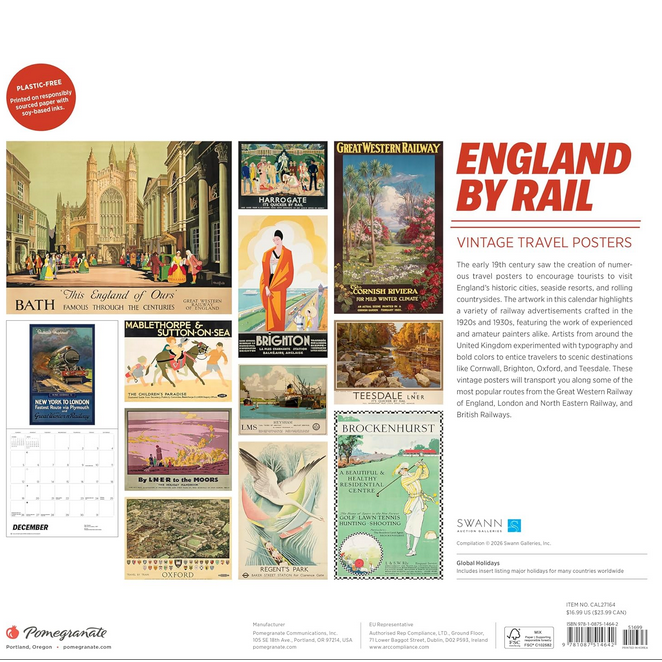 England by Rail 2027 Wall Calendar