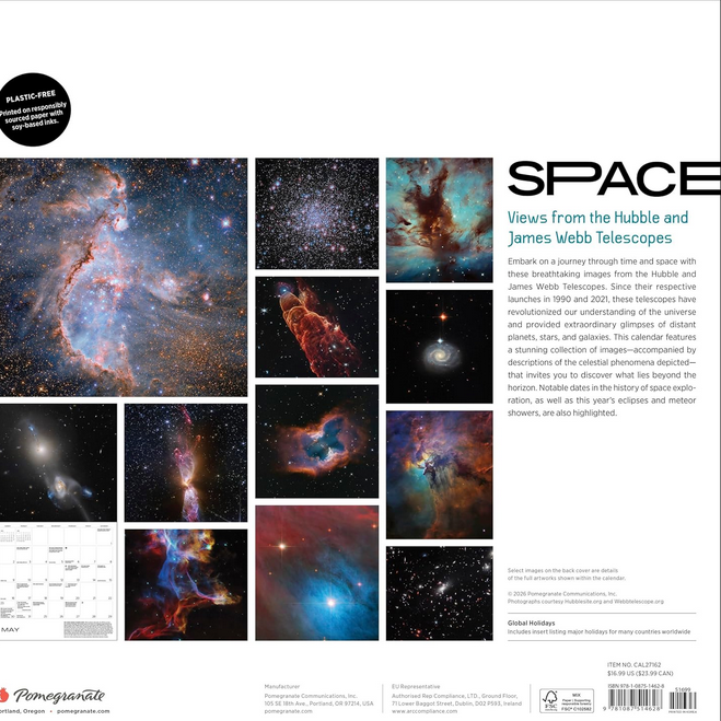 Space: Views from the Hubble and James Webb Telescopes 2027 Wall Calendar
