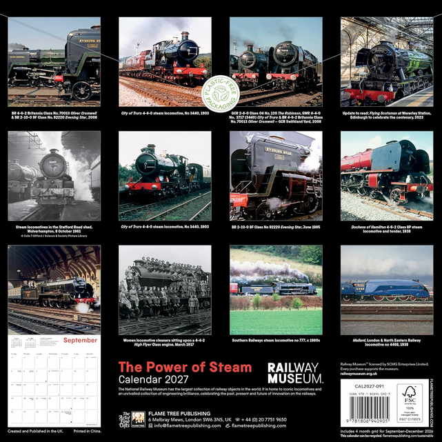 National Railway The Power of Steam 2027 Wall Calendar