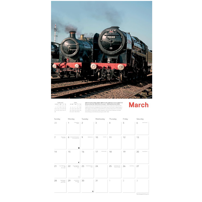 National Railway The Power of Steam 2027 Wall Calendar