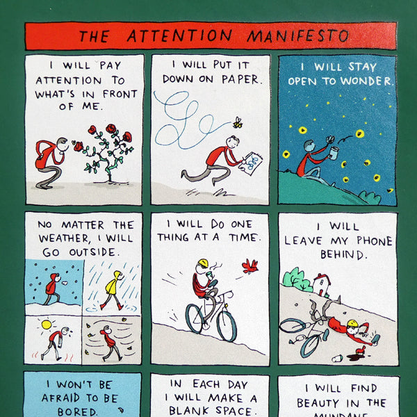 The Attention Manifesto - Grant Snider Notebook and Pen