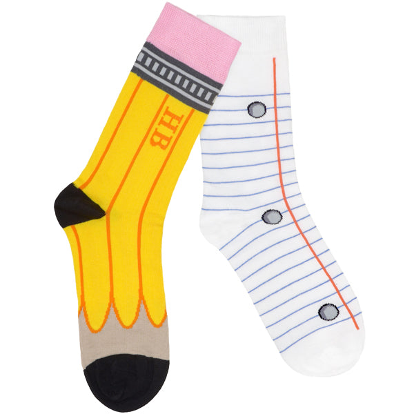HB Pencil And Lined Paper Odd Socks